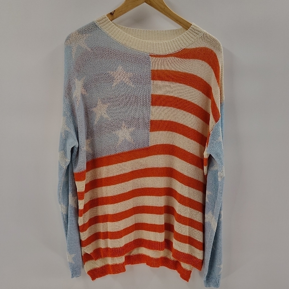 And The Why Sweater Size Small Medium Lightweight Flag  Oversized